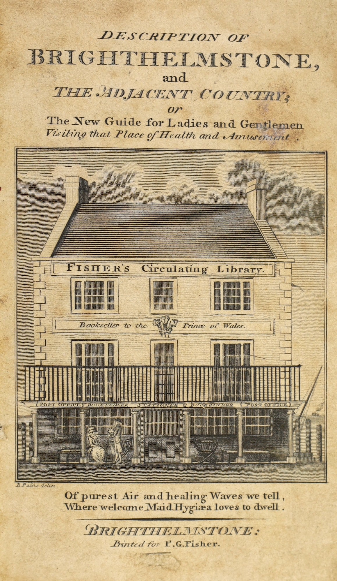 BRIGHTON: Brighton New Guide; or, a Description of Brighthelmston, and the Adjacent Country ... 3rd edition, pictorial engraved and printed titles; later 19th cent. maroon half morocco and marbled boards, gilt-decorated